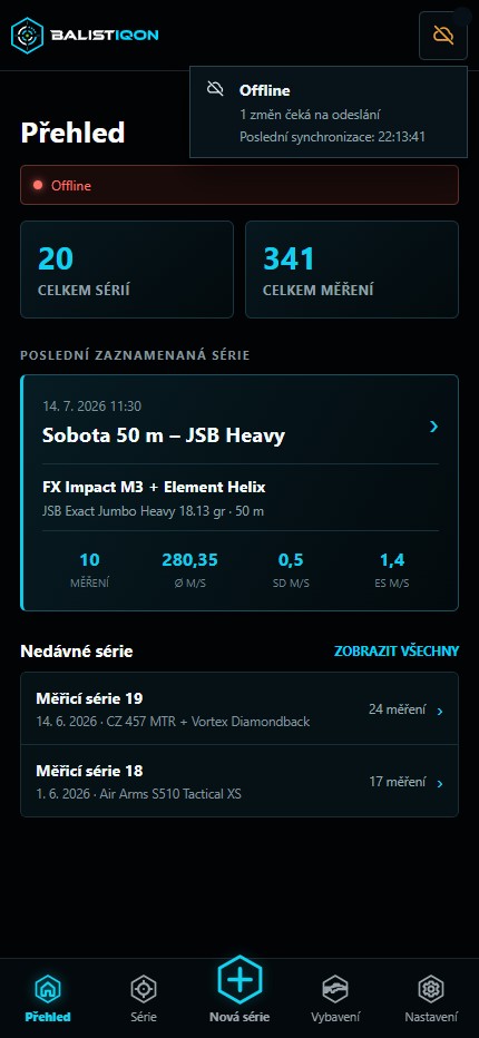 Stav synchronizace v mobilním klientu BALISTIQON