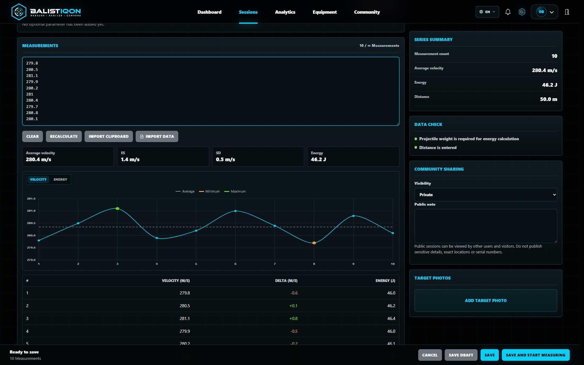 Entering velocities with immediate statistics in BALISTIQON