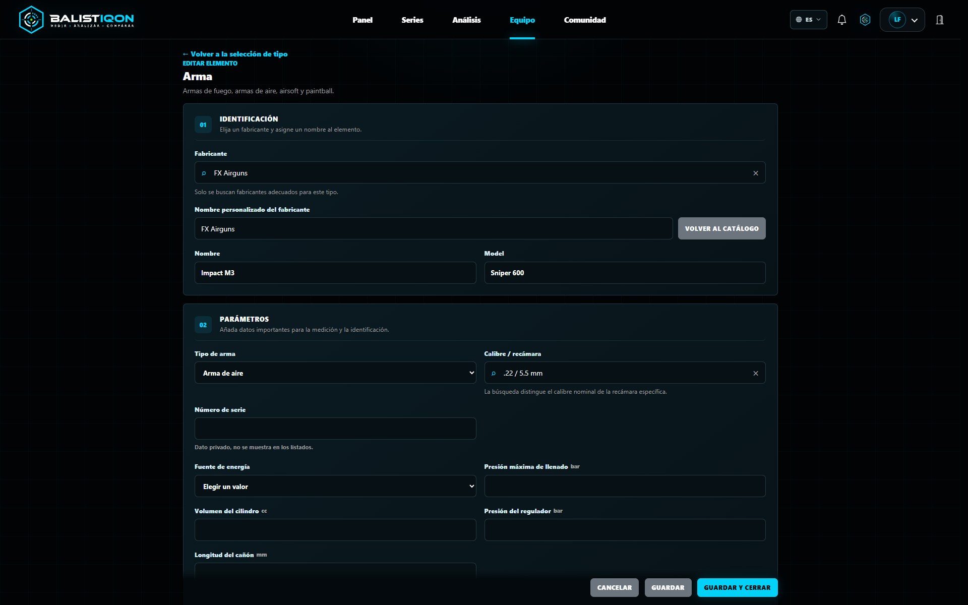 Perfil de equipo en BALISTIQON